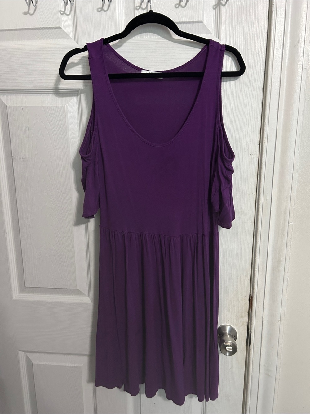 Cold-Shoulder Midi Dress in Purple